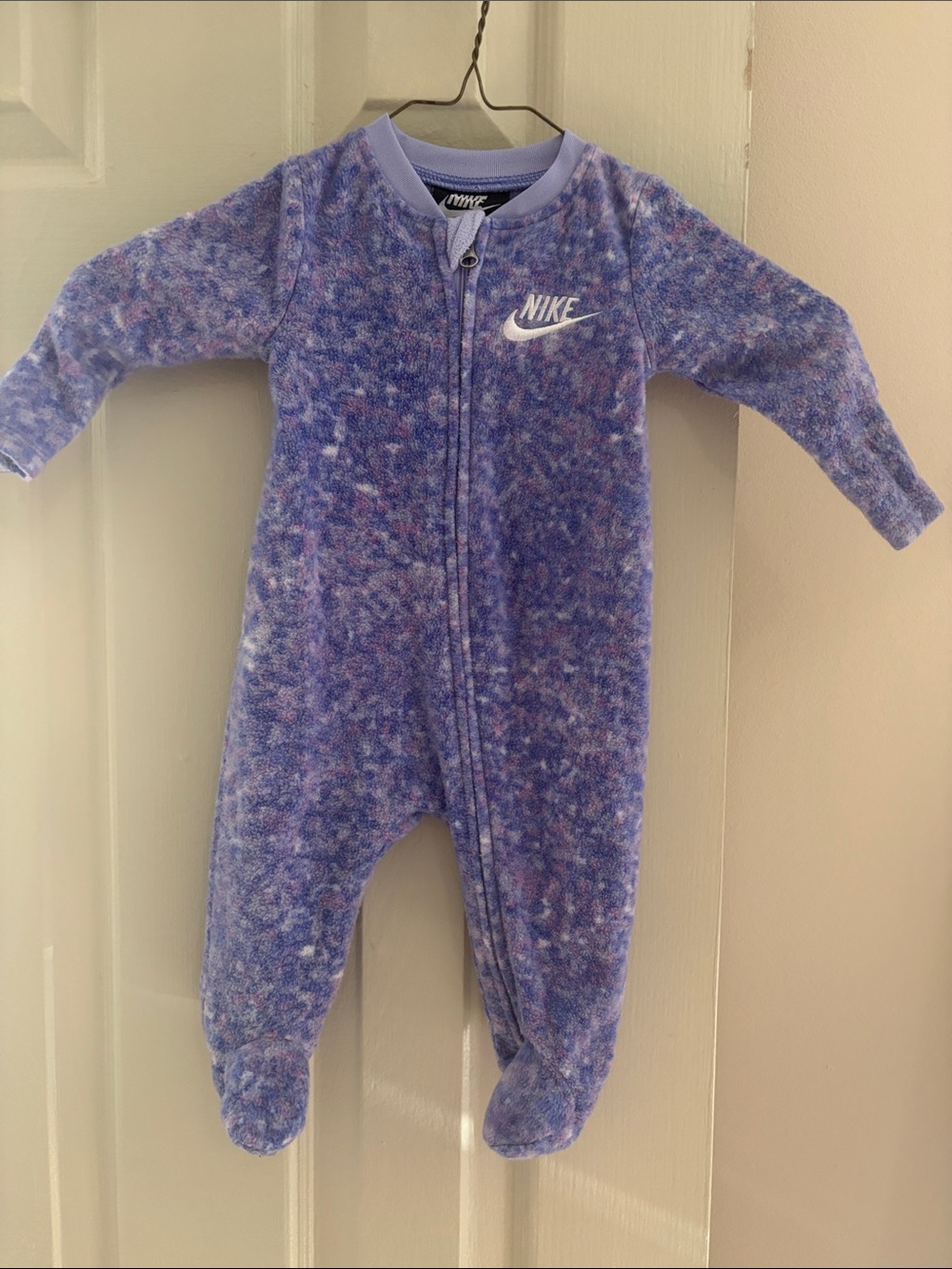 Nike Lavender Speckle Fleece Footed Baby One-Piece